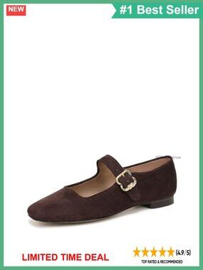 Leather Mesh Ballet Flats Square Toe Buckle Casual Work Shoes